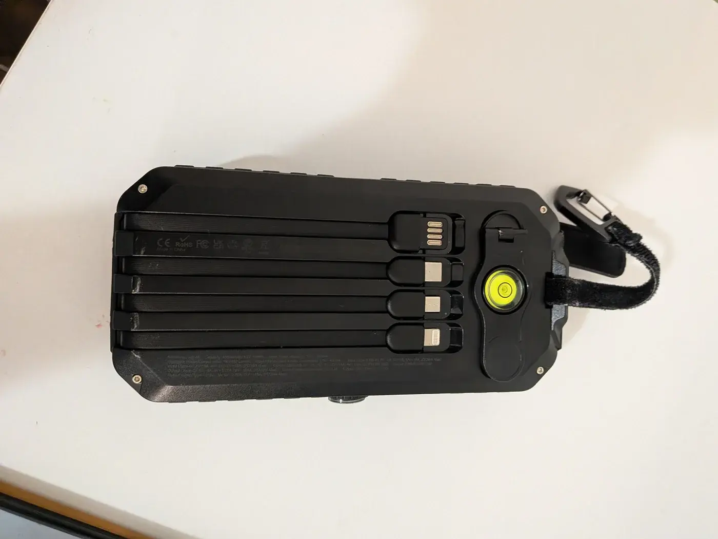 Built-in charging cables on the SideKick PowerBank